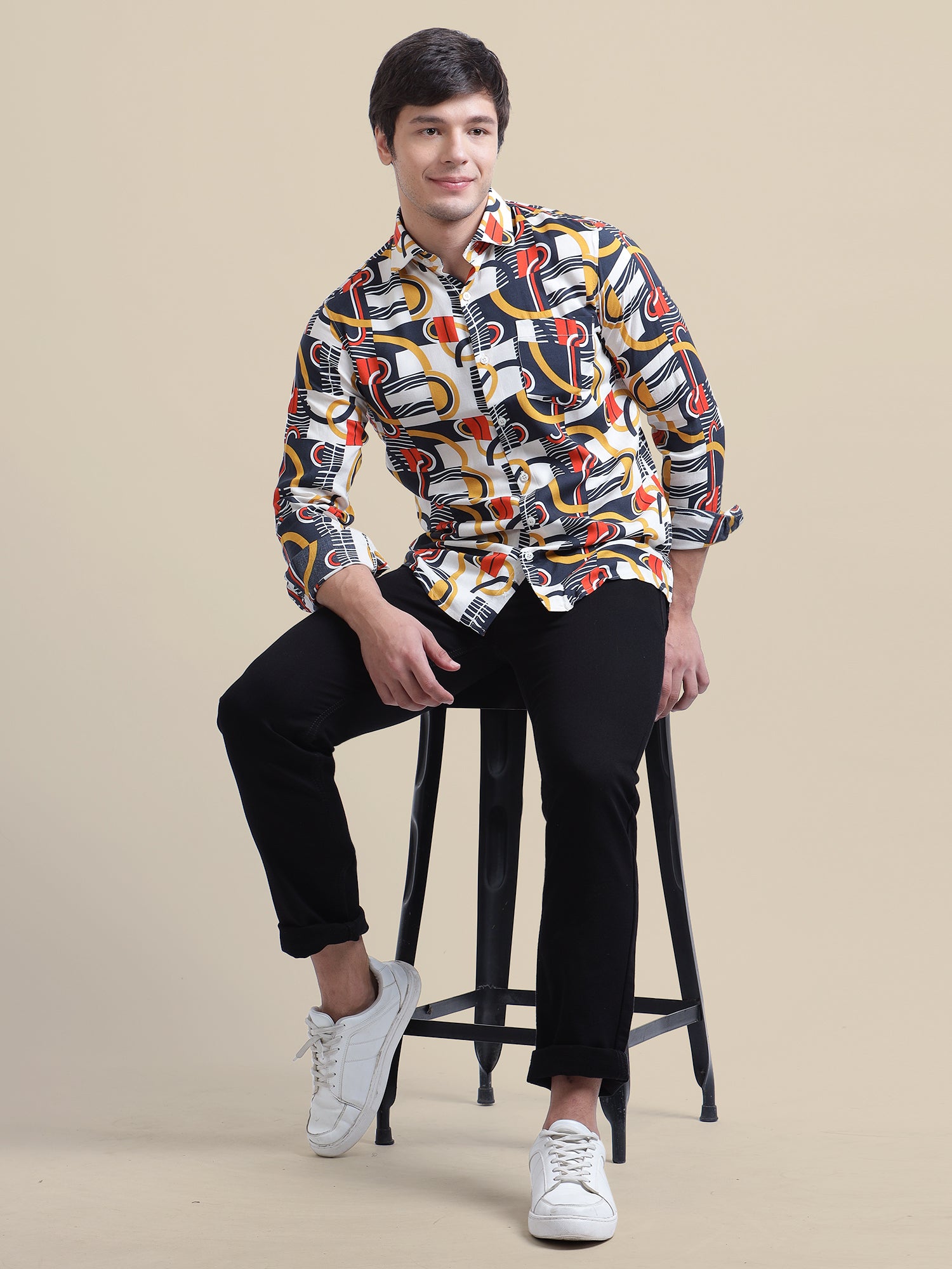 Smart Fit Abstract Printed Men'S Premium Rayon Shirt