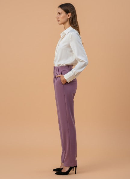 Banana Canyon Rose Skin Fit Multi Pleated Trouser