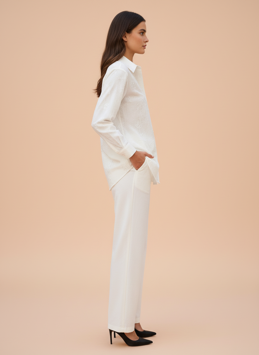Women’s Elegant White Shirt & Trouser Co-Ord Set