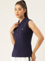 WOMENS PREMIUM COTTON SOLID SLEEVELESS POLO T-SHIRTS