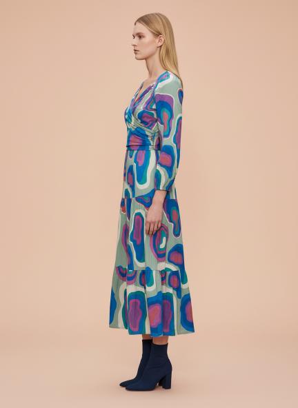 Rayon Printed A Line Full Sleeve Maxi Dress