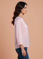European Satin V Neck Long Sleeve Top