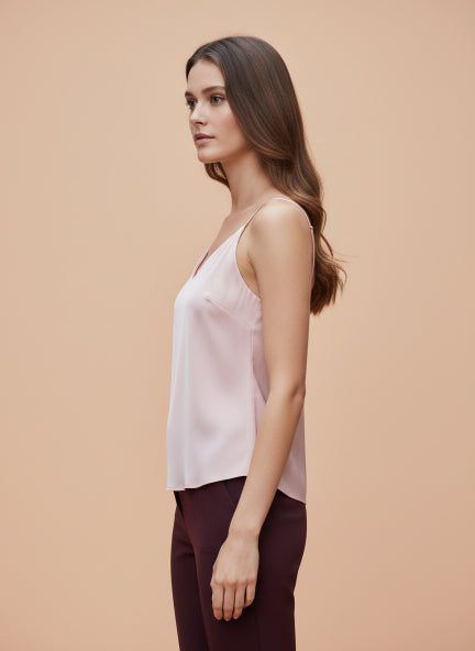 European Satin V-Neck Sleeveless Top