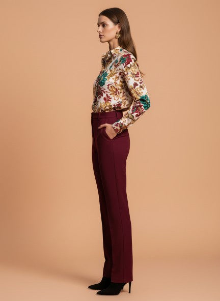 Banana Crepe Maroon C Pant