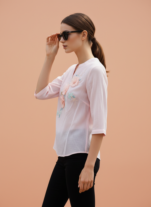 Floral Embroidered Women’s Casual Top