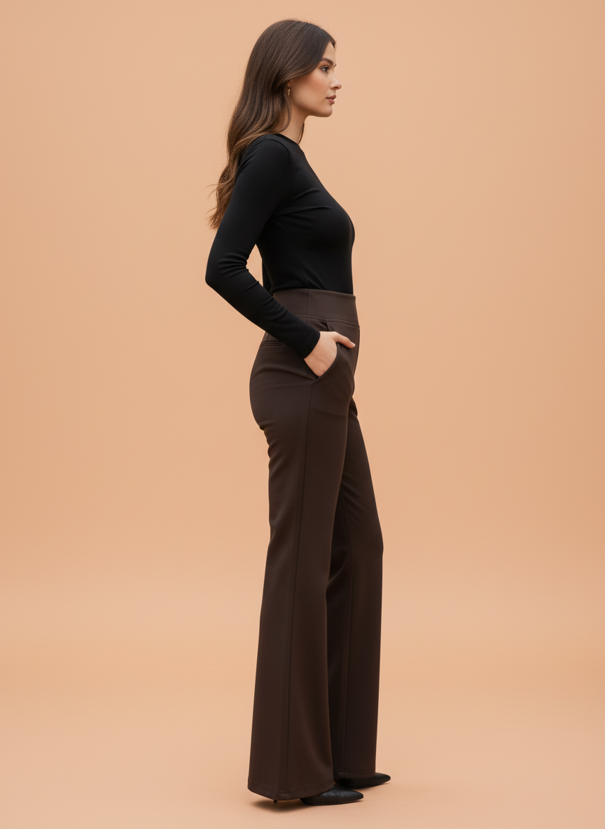 Brown Flared Trousers for Women