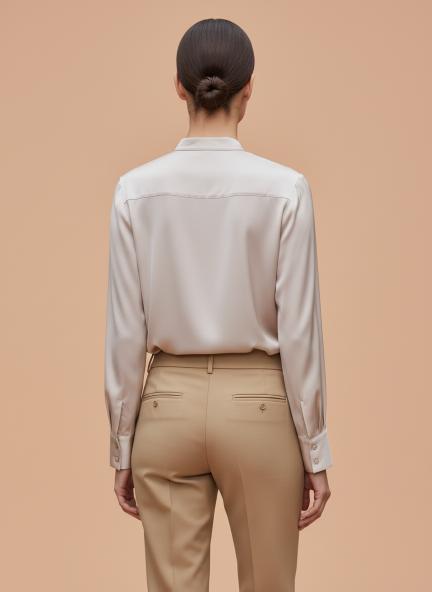 Summer Satin Orchid Pink Mandarin Collar Shirt