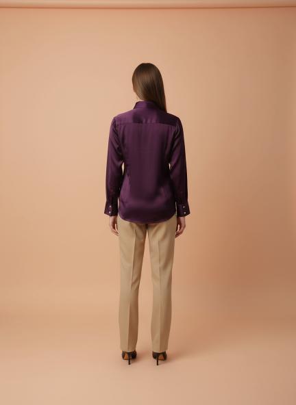 Deep Plum Regular Fit Summer Satin Shirt