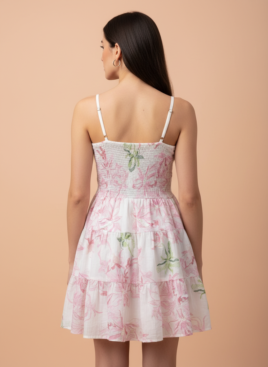 Imported Blossom Charm Floral Mini Dress for Women