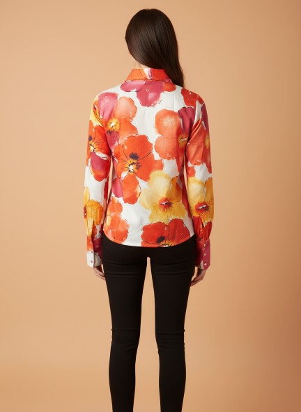 Premium American Crepe Multicolour Regular Length Straight Hem Digital Print Shirt