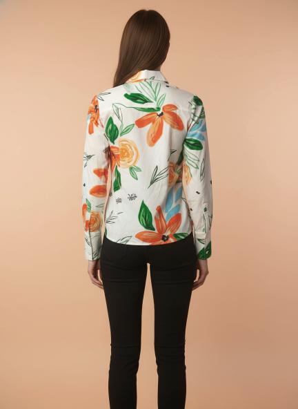 Premium Micro Multicolour Regular Length Straight Hem Digital Print Shirt