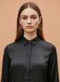 European Satin A Symetrical Shirt Top
