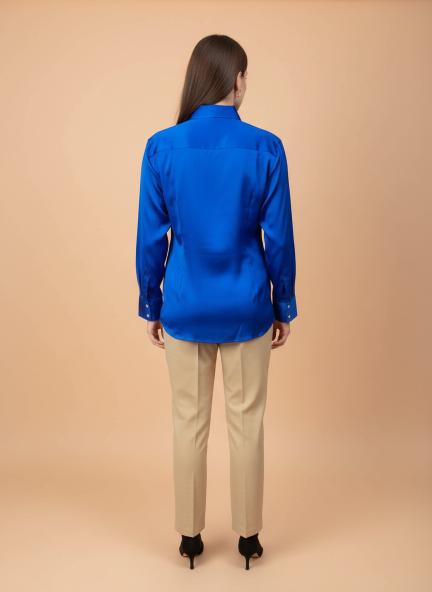 Royal Blue Regular Fit Summer Satin Shirt