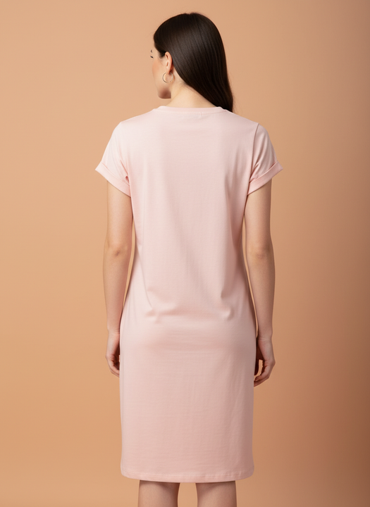 Women’s Soft Pink Midi Dress with Teddy Bear Print