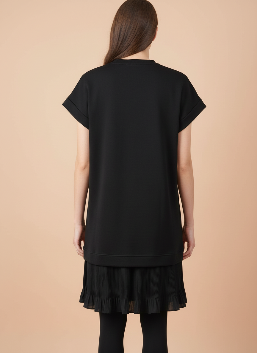 Luxury Black Bow Embellished A-Line Mini Dress
