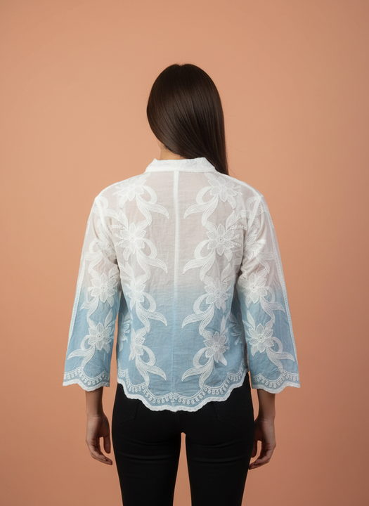 Elegant Ombre Embroidered Women’s Shirt
