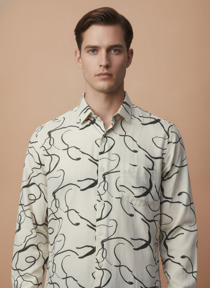 Men'S Premium Rayon Shirt With  Abstract Print