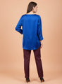 European Satin V Neck Long Sleeve Top