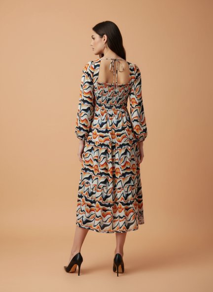 Rayon Printed A Line Full Sleeve Maxi Dress
