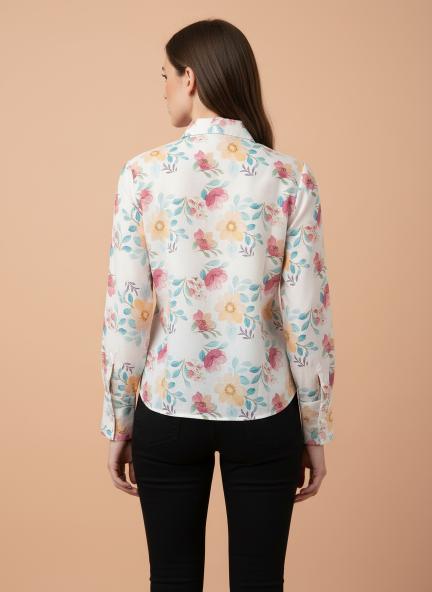 Premium Muslin Digital Print Puff Sleeve Shirt