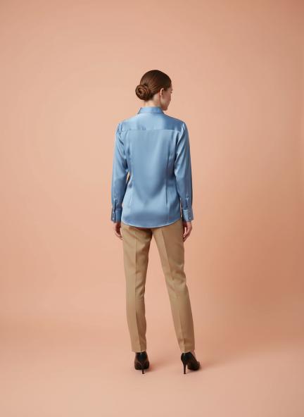Steel Blue Regular Fit Summer Satin Shirt