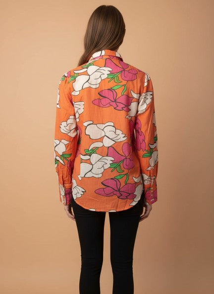Cambric Digital Print Puff Sleeve Shirt