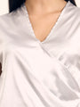 Women's Luxury European Satin V Neck Pleated Sleeveless Top