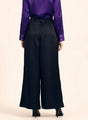 Satin Wide Leg Pants European Fabric  Black Glam Look
