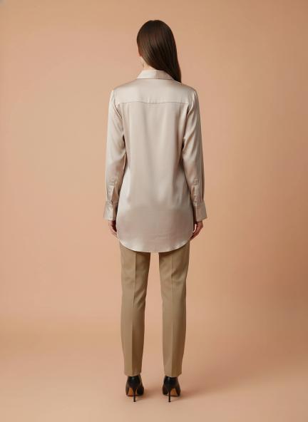 European Satin Spread Collar Shirt