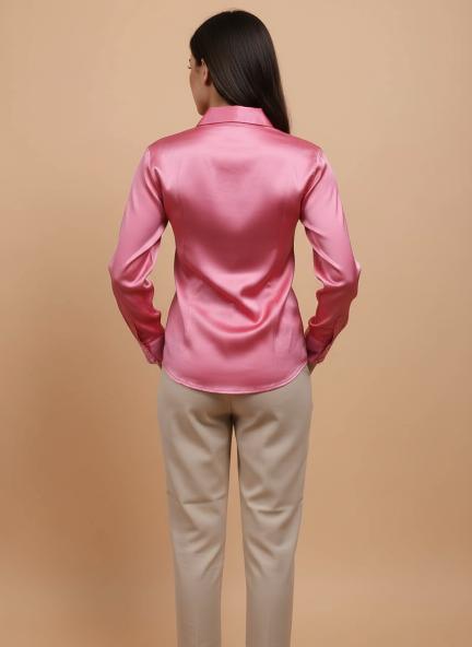Ballerina Pink Regular Fit Summer Satin Shirt