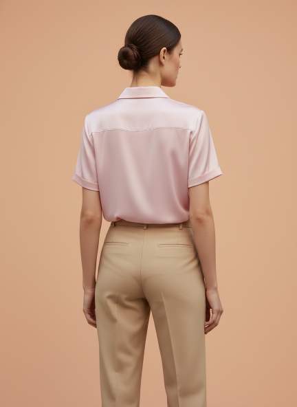 Short Sleeve European Satin Shirt