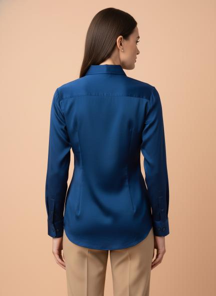 Navy Regular Fit Summer Satin Shirt