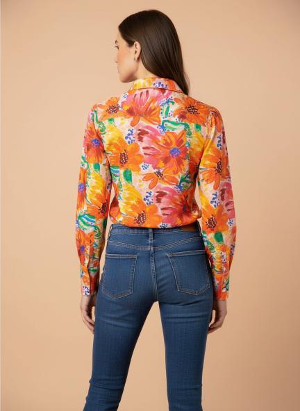Premium American Crepe Digital Print Puff Sleeve Shirt