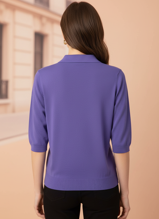 Lavender Purple Knit Top with Embellished Peter Pan Collar