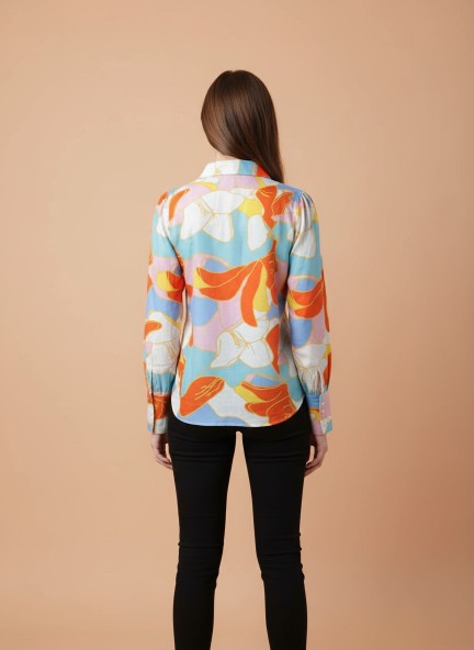 Premium Muslin Digital Print Puff Sleeve Shirt