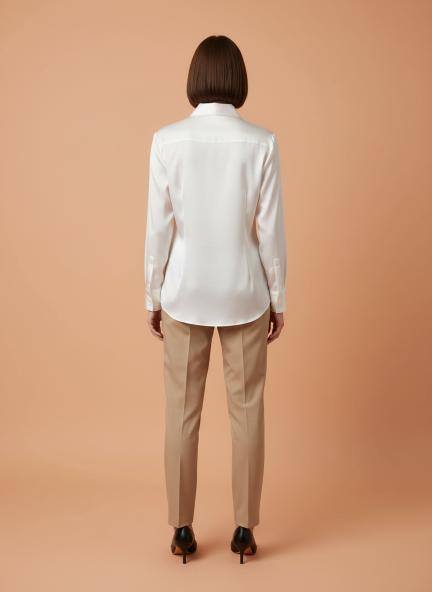 Off White Regular Fit Summer Satin Shirt