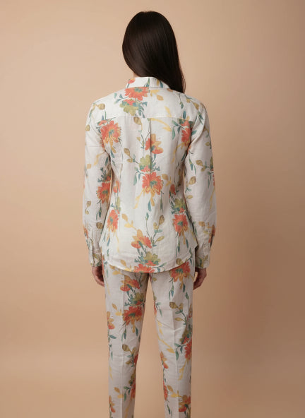 Premium Roman Satin Floral Coord Set