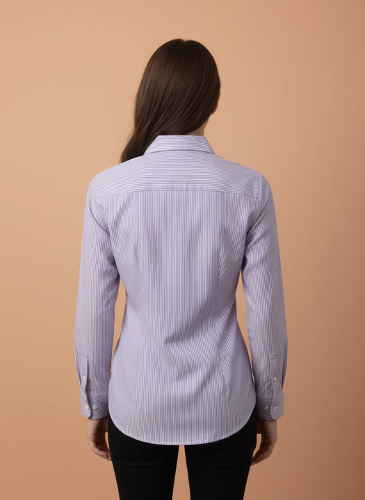 Lavender Grace Floral Embroidered Striped Shirt