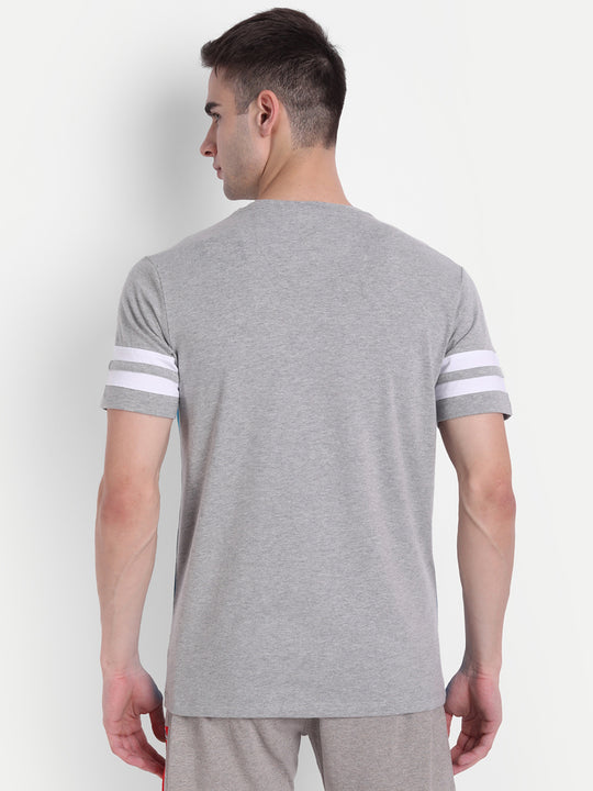 MENS COTTON RICH LYCRA GRAPHIC HALF SLEEVE CREW NECK T-SHIRTS
