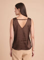European Satin V Neck Sleeveless Top