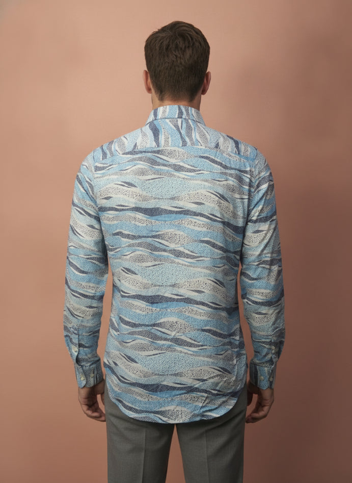 Men'S Premium Rayon Shirt With Self-Design Spread Collar