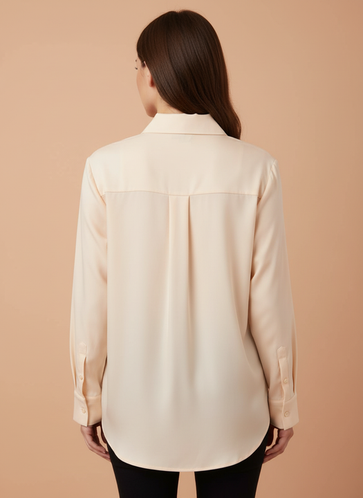 Off White Embroidered Floral Shirt for Women