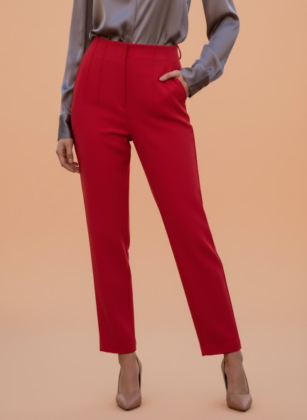 Banana Crepe Hibiscus Skin Fit With Multi Pleated Trouser