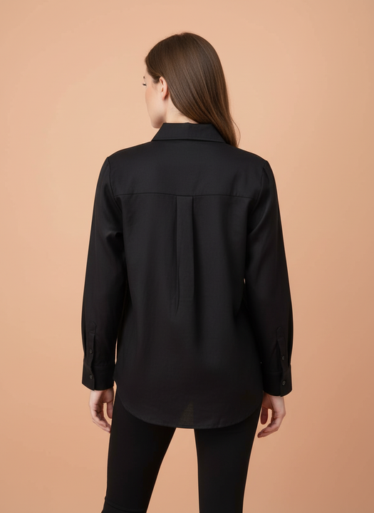 Elegant Black Embroidered Shirt for Women