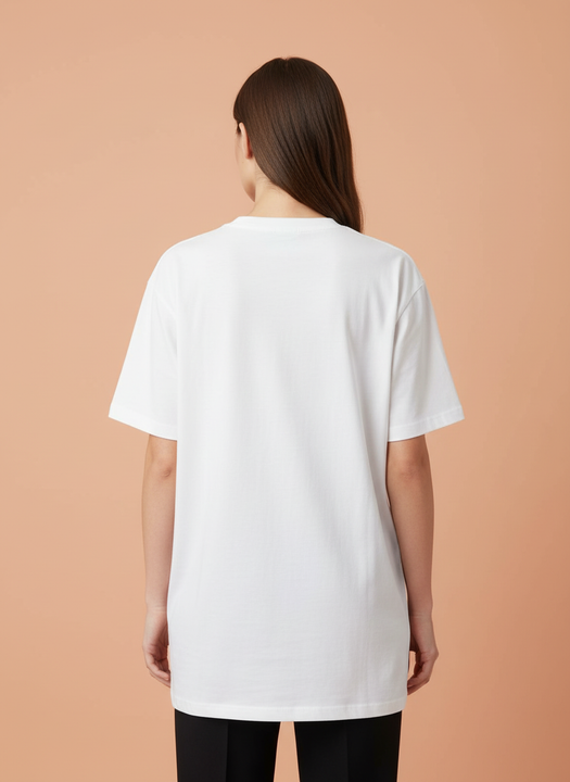 Elegant White Floral Applique Oversized T-Shirt for Women