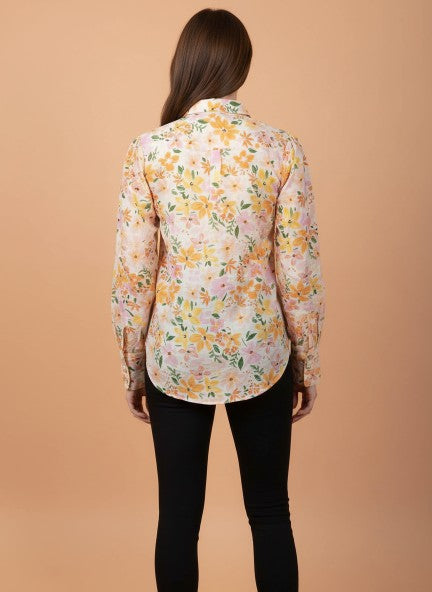 Cambric Digital Print Puff Sleeve Shirt