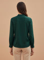 Summer Satin Emerald Green Mandarin Collar Shirt