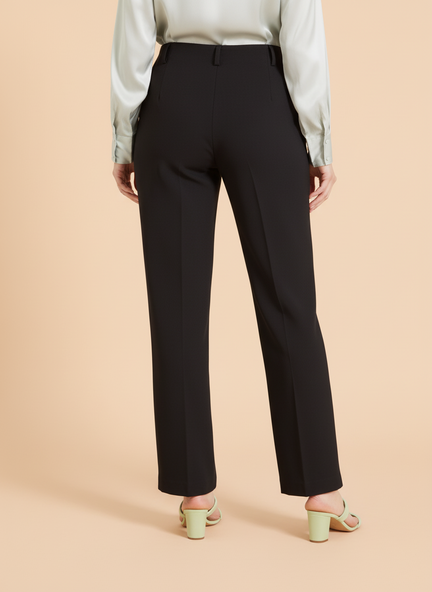 Banana Crepe Black Skin Fit Multi Pleated Trouser