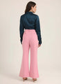 Banana Crepe Rose Pink Flared Trouser With Slash Pocket
