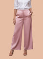 European Satin Flared Pleated Trouser